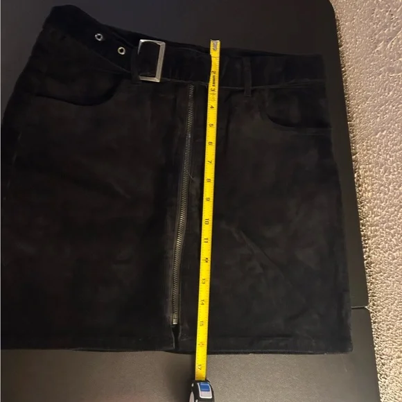 Black Label Cest Toi Black Corduroy Mini Skirt With Removable Belt Size L - Picture 9 of 12
